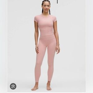 Lululemon all it takes back-twist ribbed short-sleeve shirt PINK HAZE size 8